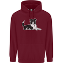 A Border Collie Dog Mens 80% Cotton Hoodie Maroon