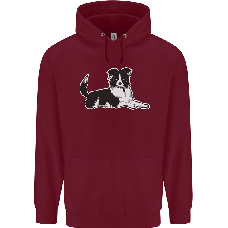 A Border Collie Dog Mens 80% Cotton Hoodie Maroon