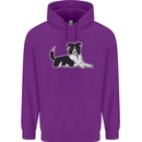A Border Collie Dog Mens 80% Cotton Hoodie Purple