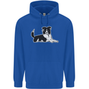 A Border Collie Dog Mens 80% Cotton Hoodie Royal Blue