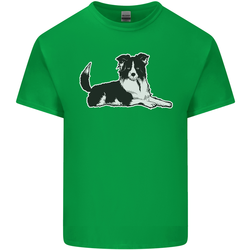 A Border Collie Dog Mens Cotton T-Shirt Tee Top Irish Green