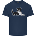 A Border Collie Dog Mens Cotton T-Shirt Tee Top Navy Blue