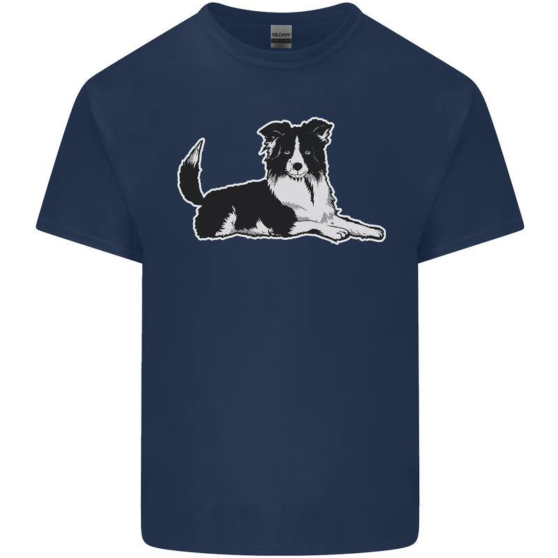 A Border Collie Dog Mens Cotton T-Shirt Tee Top Navy Blue