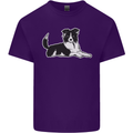 A Border Collie Dog Mens Cotton T-Shirt Tee Top Purple