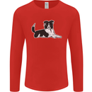 A Border Collie Dog Mens Long Sleeve T-Shirt Red