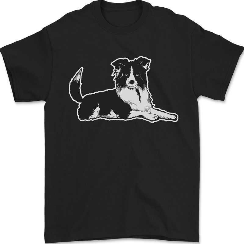 A Border Collie Dog Mens T-Shirt 100% Cotton Black