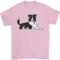 A Border Collie Dog Mens T-Shirt 100% Cotton Light Pink