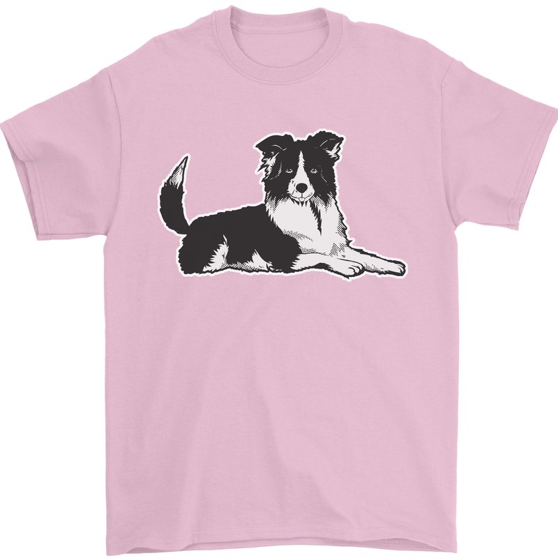 A Border Collie Dog Mens T-Shirt 100% Cotton Light Pink