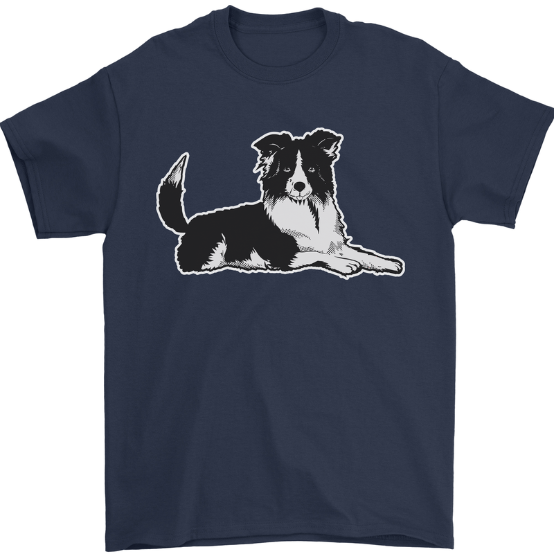 A Border Collie Dog Mens T-Shirt 100% Cotton Navy Blue