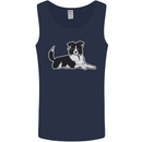 A Border Collie Dog Mens Vest Tank Top Navy Blue