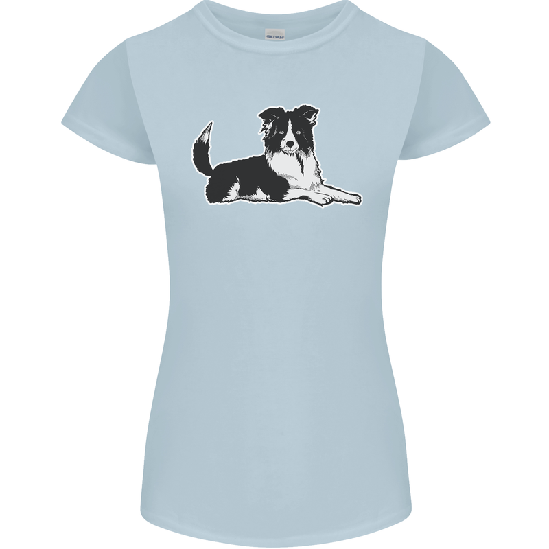 A Border Collie Dog Womens Petite Cut T-Shirt Light Blue