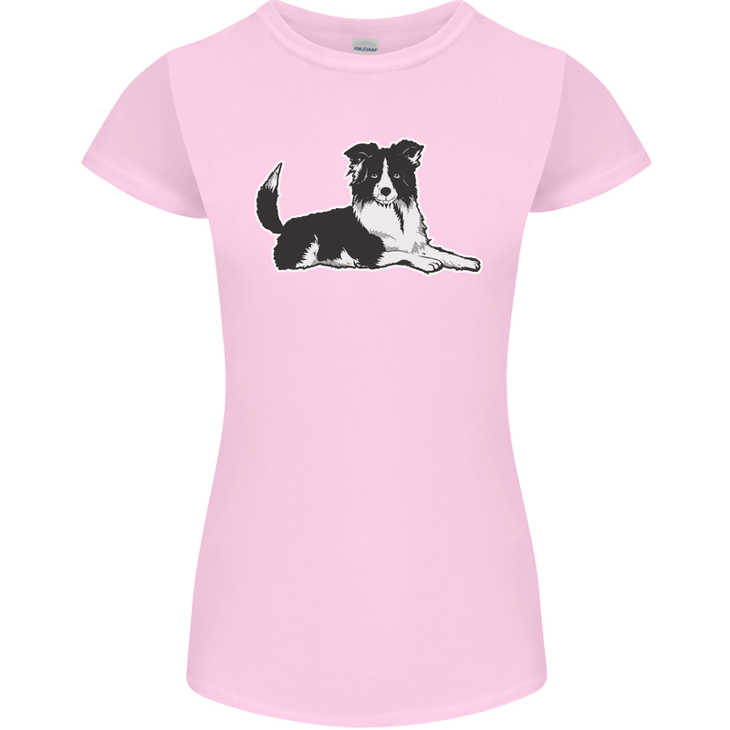 A Border Collie Dog Womens Petite Cut T-Shirt Light Pink