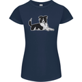 A Border Collie Dog Womens Petite Cut T-Shirt Navy Blue