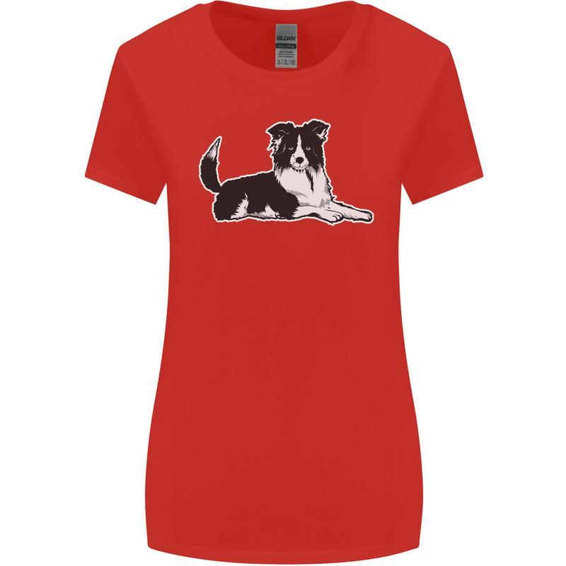 A Border Collie Dog Womens Wider Cut T-Shirt Red