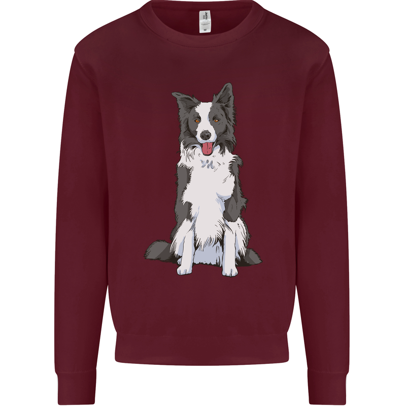 A Border Collie Kids Sweatshirt Jumper Maroon