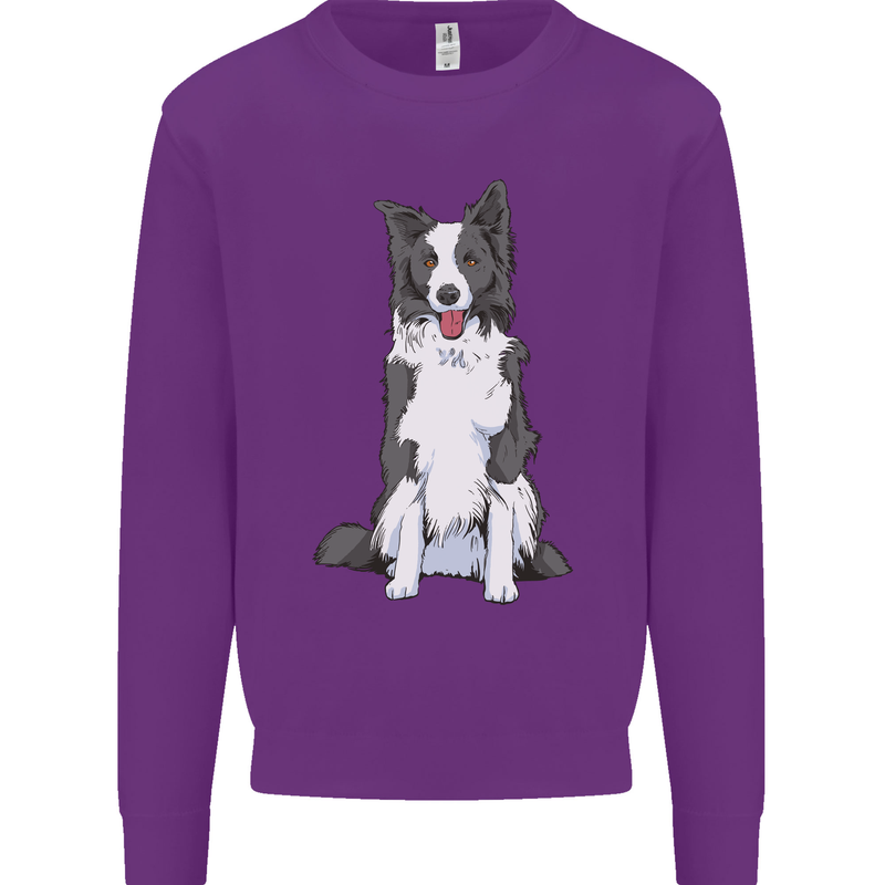 A Border Collie Kids Sweatshirt Jumper Purple