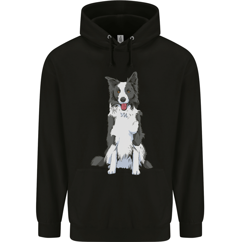 A Border Collie Mens 80% Cotton Hoodie Black