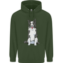 A Border Collie Mens 80% Cotton Hoodie Forest Green