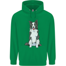 A Border Collie Mens 80% Cotton Hoodie Irish Green