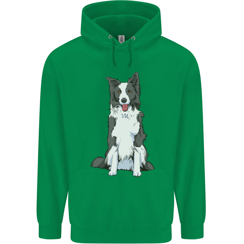A Border Collie Mens 80% Cotton Hoodie Irish Green