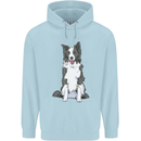 A Border Collie Mens 80% Cotton Hoodie Light Blue