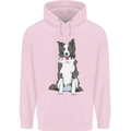 A Border Collie Mens 80% Cotton Hoodie Light Pink