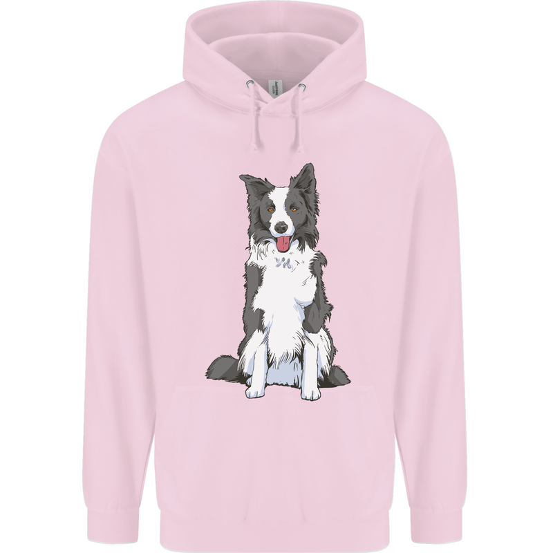A Border Collie Mens 80% Cotton Hoodie Light Pink