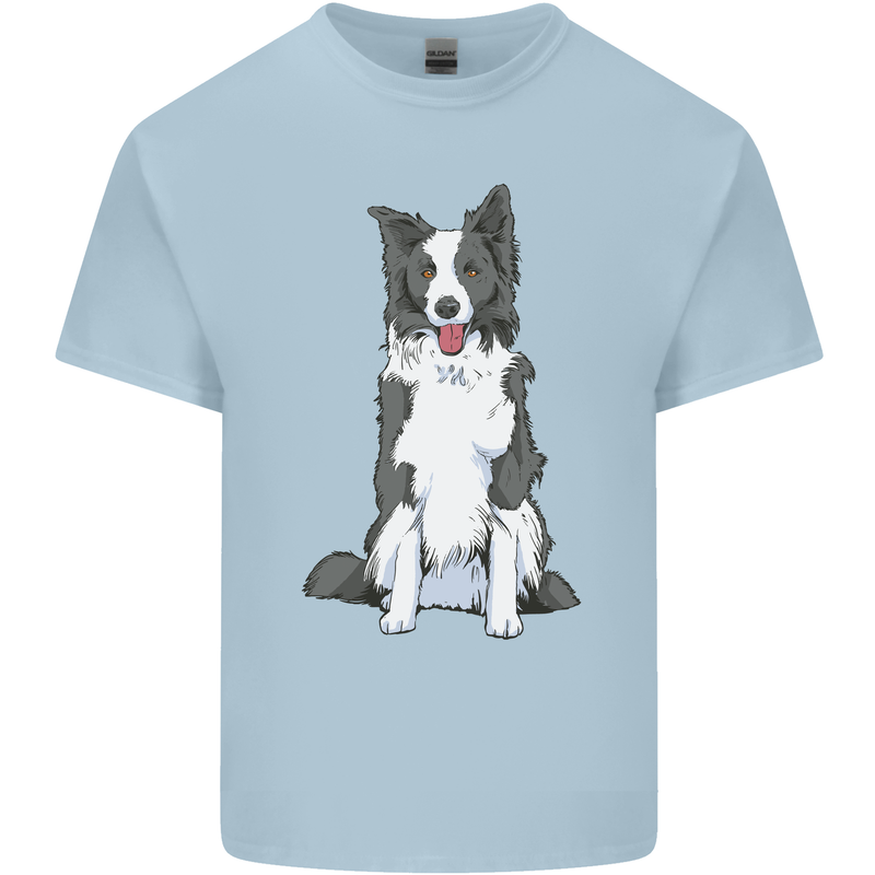 A Border Collie Mens Cotton T-Shirt Tee Top Light Blue