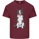A Border Collie Mens Cotton T-Shirt Tee Top Maroon
