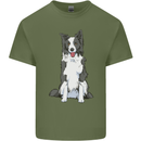 A Border Collie Mens Cotton T-Shirt Tee Top Military Green