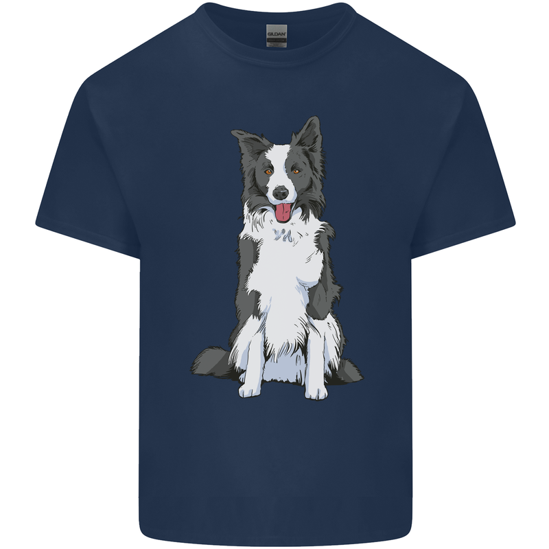 A Border Collie Mens Cotton T-Shirt Tee Top Navy Blue