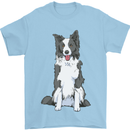 A Border Collie Mens T-Shirt 100% Cotton Light Blue