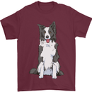 A Border Collie Mens T-Shirt 100% Cotton Maroon