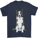 A Border Collie Mens T-Shirt 100% Cotton Navy Blue