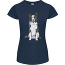 A Border Collie Womens Petite Cut T-Shirt Navy Blue