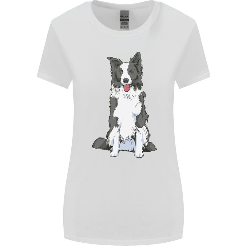 A Border Collie Womens Wider Cut T-Shirt White