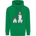 A Border Collie and Puppy Childrens Kids Hoodie Irish Green