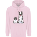 A Border Collie and Puppy Childrens Kids Hoodie Light Pink