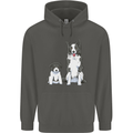 A Border Collie and Puppy Childrens Kids Hoodie Storm Grey