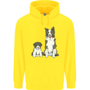 A Border Collie and Puppy Childrens Kids Hoodie Yellow