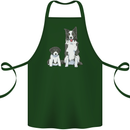 A Border Collie and Puppy Cotton Apron 100% Organic Forest Green