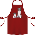 A Border Collie and Puppy Cotton Apron 100% Organic Maroon