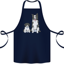 A Border Collie and Puppy Cotton Apron 100% Organic Navy Blue