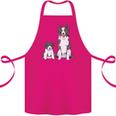 A Border Collie and Puppy Cotton Apron 100% Organic Pink