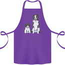 A Border Collie and Puppy Cotton Apron 100% Organic Purple