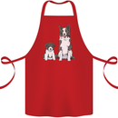A Border Collie and Puppy Cotton Apron 100% Organic Red