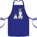 A Border Collie and Puppy Cotton Apron 100% Organic Royal Blue
