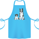A Border Collie and Puppy Cotton Apron 100% Organic Turquoise