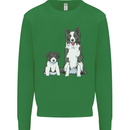 A Border Collie and Puppy Kids Sweatshirt Jumper Irish Green