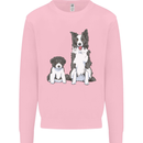 A Border Collie and Puppy Kids Sweatshirt Jumper Light Pink